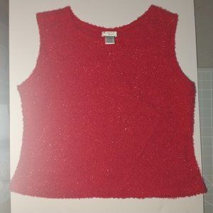 Cinema Etoile Red Tank w/ Silver Metallic Thread, XL